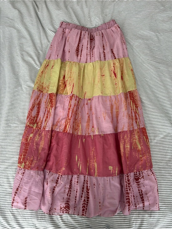 Kavita Bhartia Dresses & Skirts - Tiered Pink and Yellow Maxi Skirt